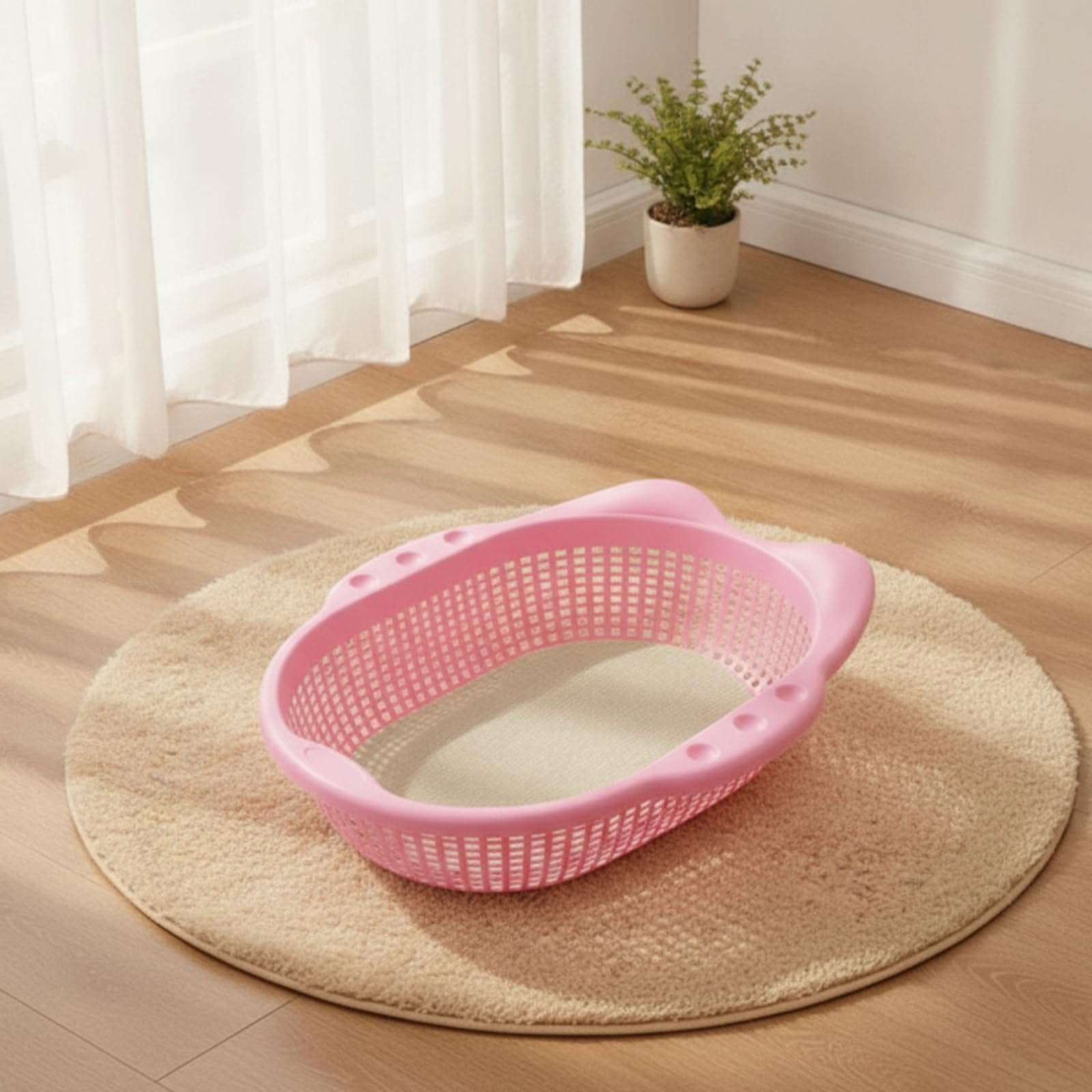 Lit pour Chats Panier Animal Panier Niche Coussin Lavable Panier Aéré en PP Confort pour Été Ventilation Latérale Entretien Pratique Adapté aux Chats, Jaune