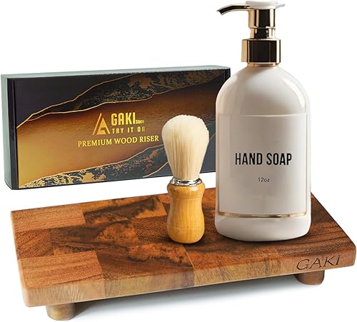 Elevador de madera para encimera de cocina, bandeja de pedestal pequeña para baño, granja, soporte para encimera, soporte de jabón, elevadores