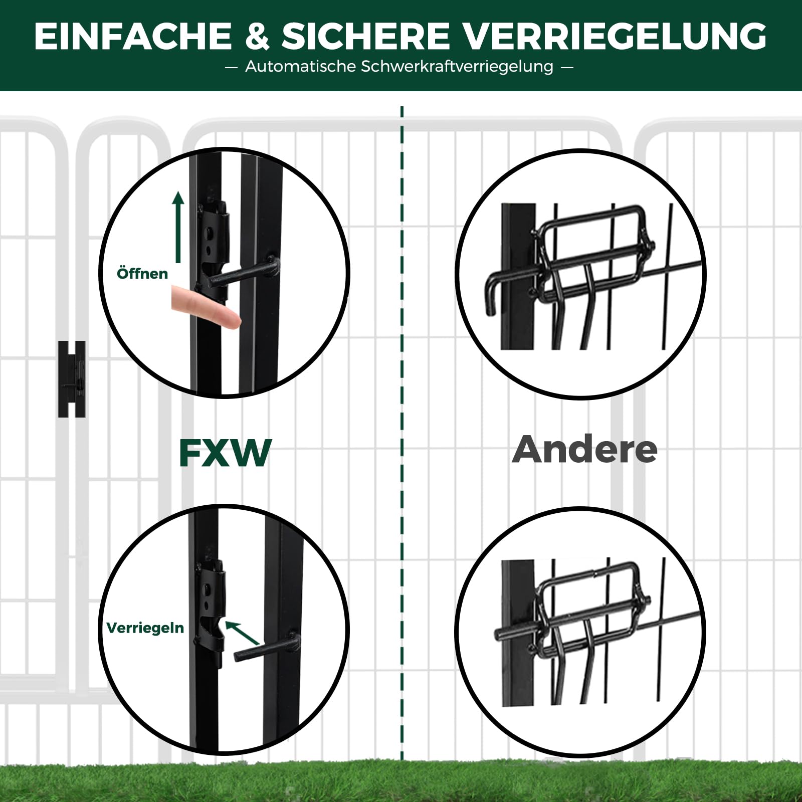 fxw Welpenauslauf für Hof, Wohnmobil-Camping, 80cm 8 Paneele für Kleine und Mittlere Hunde│Patentiert