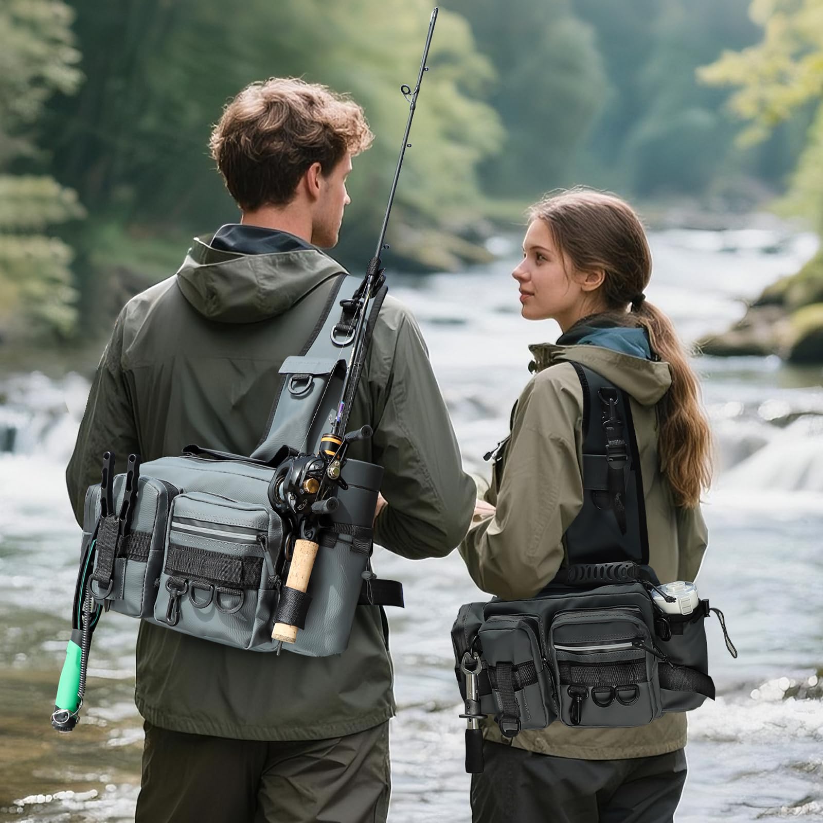 Multi Carry Sac banane de pêche – Canne à pêche – Maintien – Hydrofuge – Grande capacité pour pêche au bar