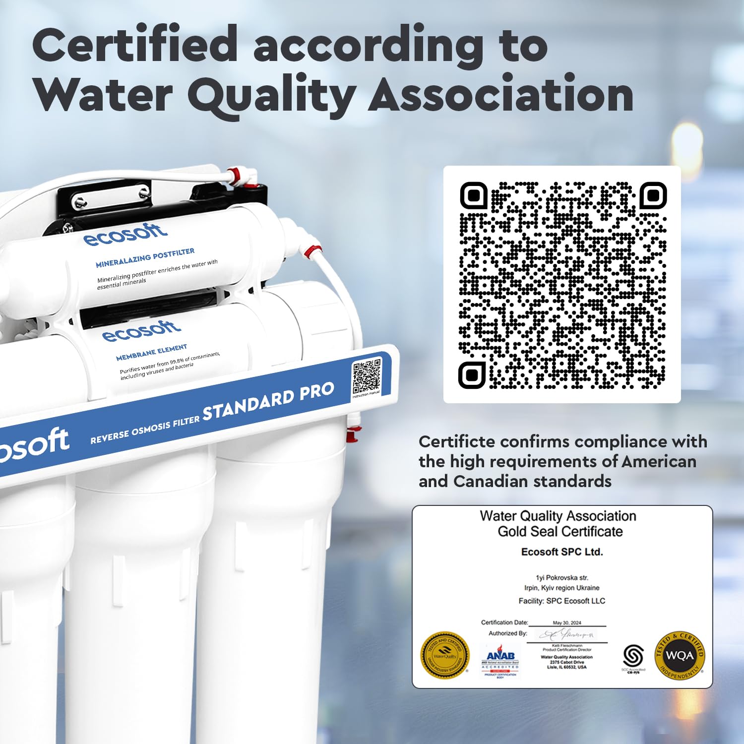 Ecosoft Standard Pro Filtre à osmose inverse - Avec pompe intégrée, purification efficace et installation facile