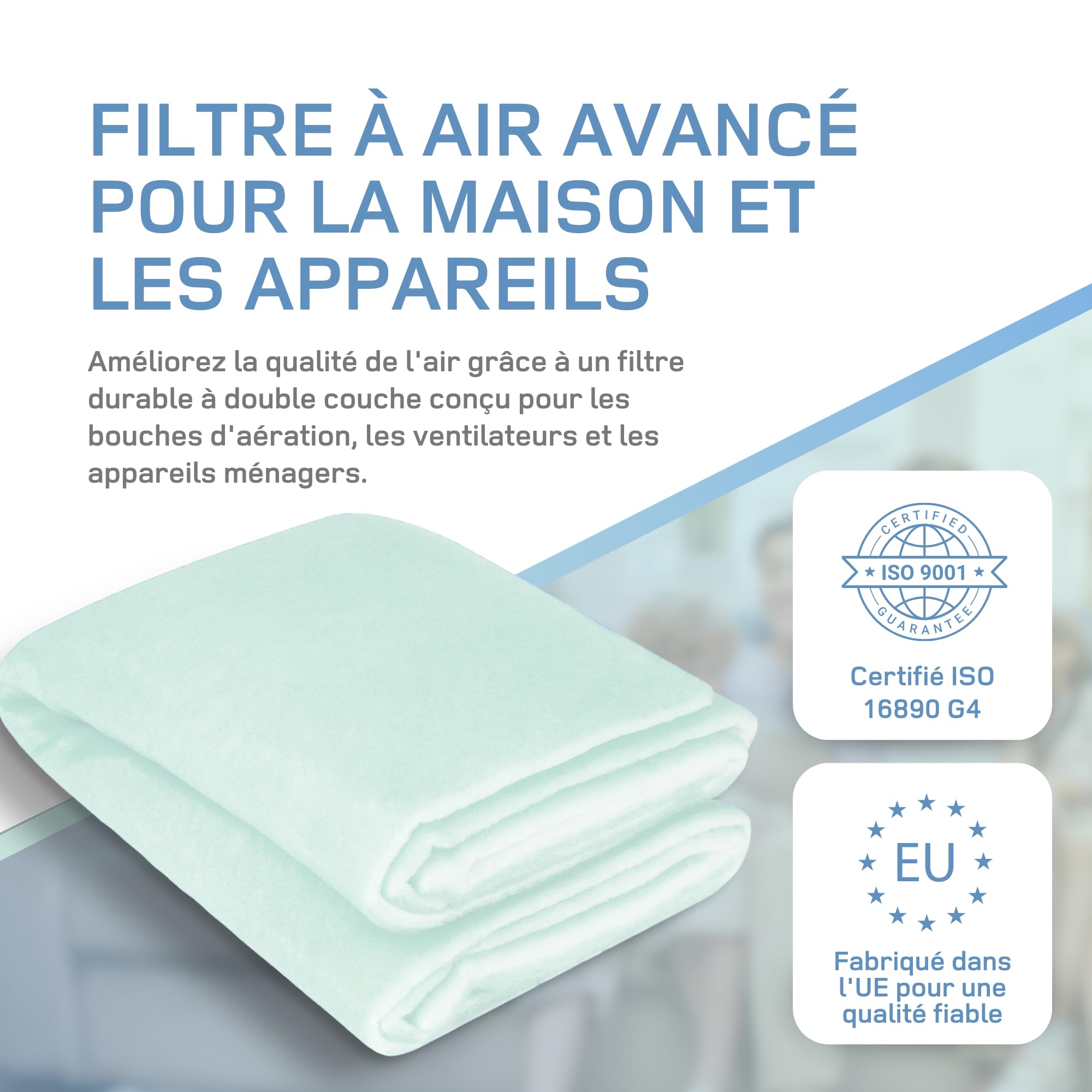 Filtre G4 Rouleau 1x2m Filtre pour Hotte Aspirante, Peut être Découpé sur Mesure, Universel Filtre de Poussière et Filtre à Graisse ISO 16890 Filtre G4 Fabriqué en EU