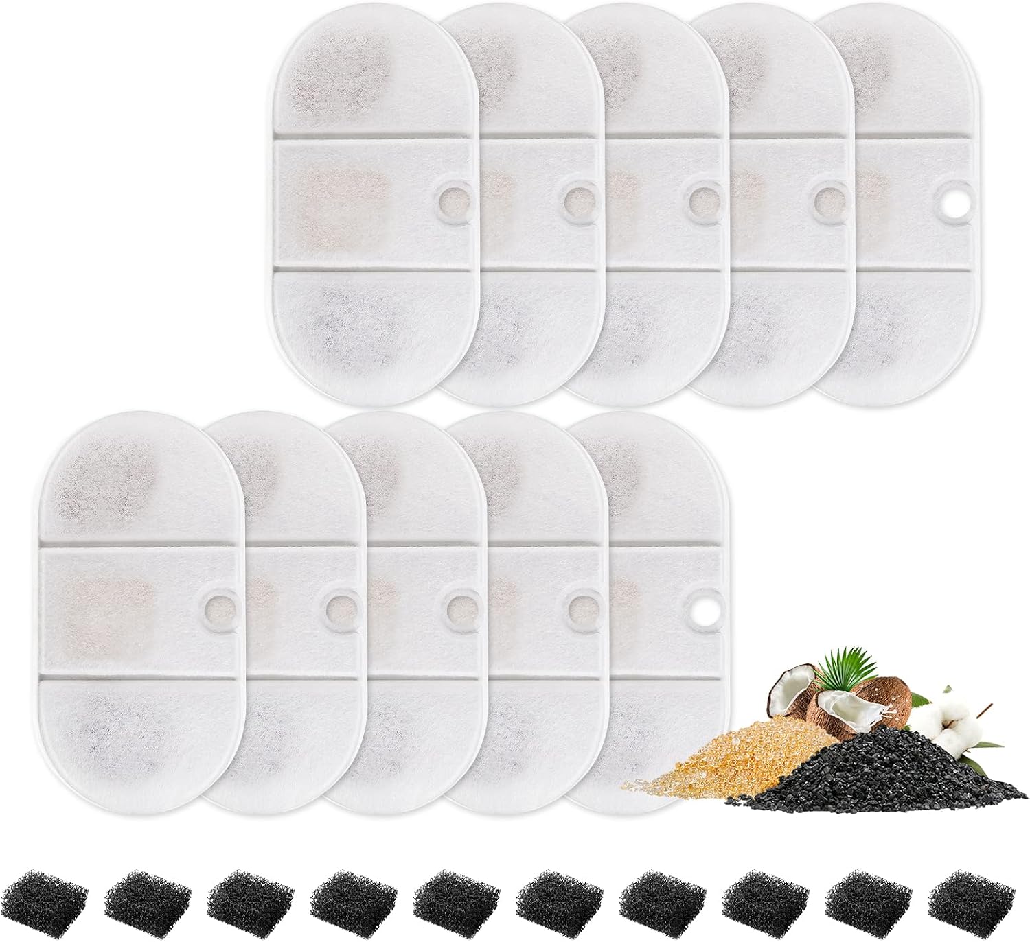 MyfatBOSS 10 Pack Cat Water Fountain Filter for Petlibro Cat Fountain Replacement Filters for Petlibro Capsule 71oz/2.1L Ultra Quiet Pet Water Fountain Dog Water Dispenser
