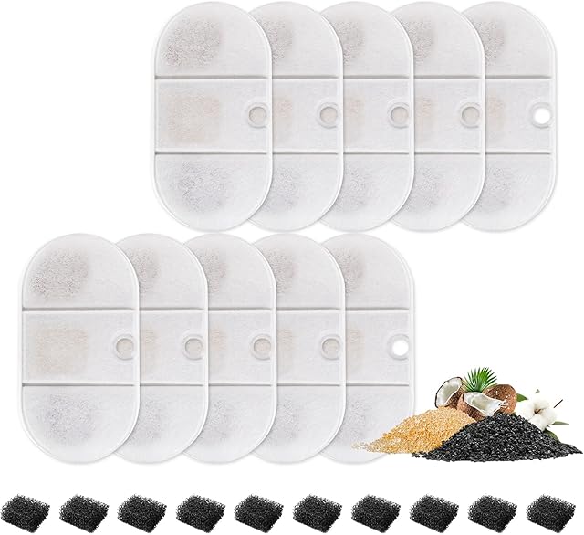 MyfatBOSS Cat Water Fountain Filter for Petlibro, Cat Fountain Replacement Filters for Petlibro Capsule 71oz/2.1L Ultra Quiet Pet Water Fountain 10 Pack