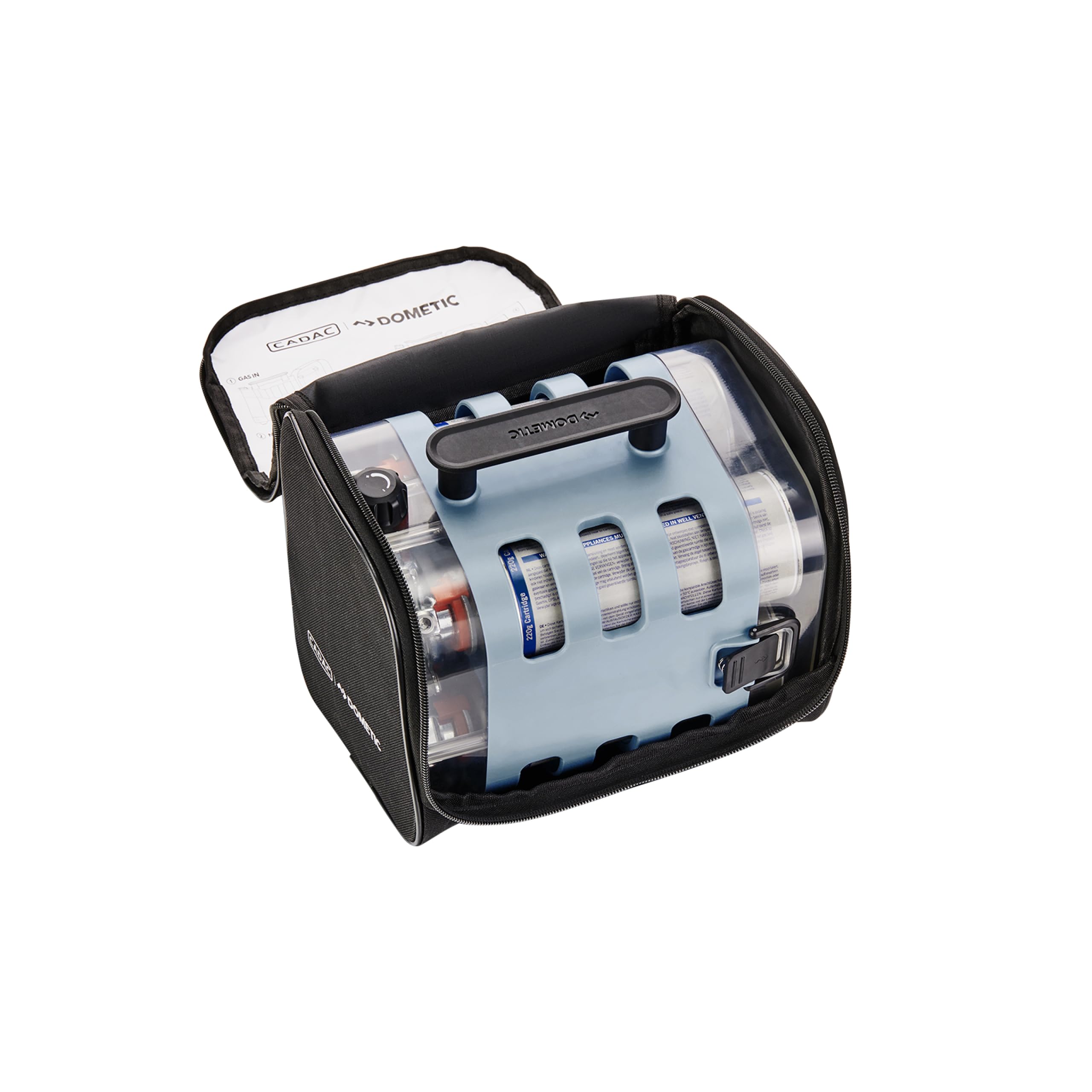 CADAC - Quad Power Pak - Alimentation en gaz légère et portable - Libération rapide - Incl. Sac de transport - Camping - 8 heures d'essence - Les incontournables du barbecue - Utilisation en extérieur