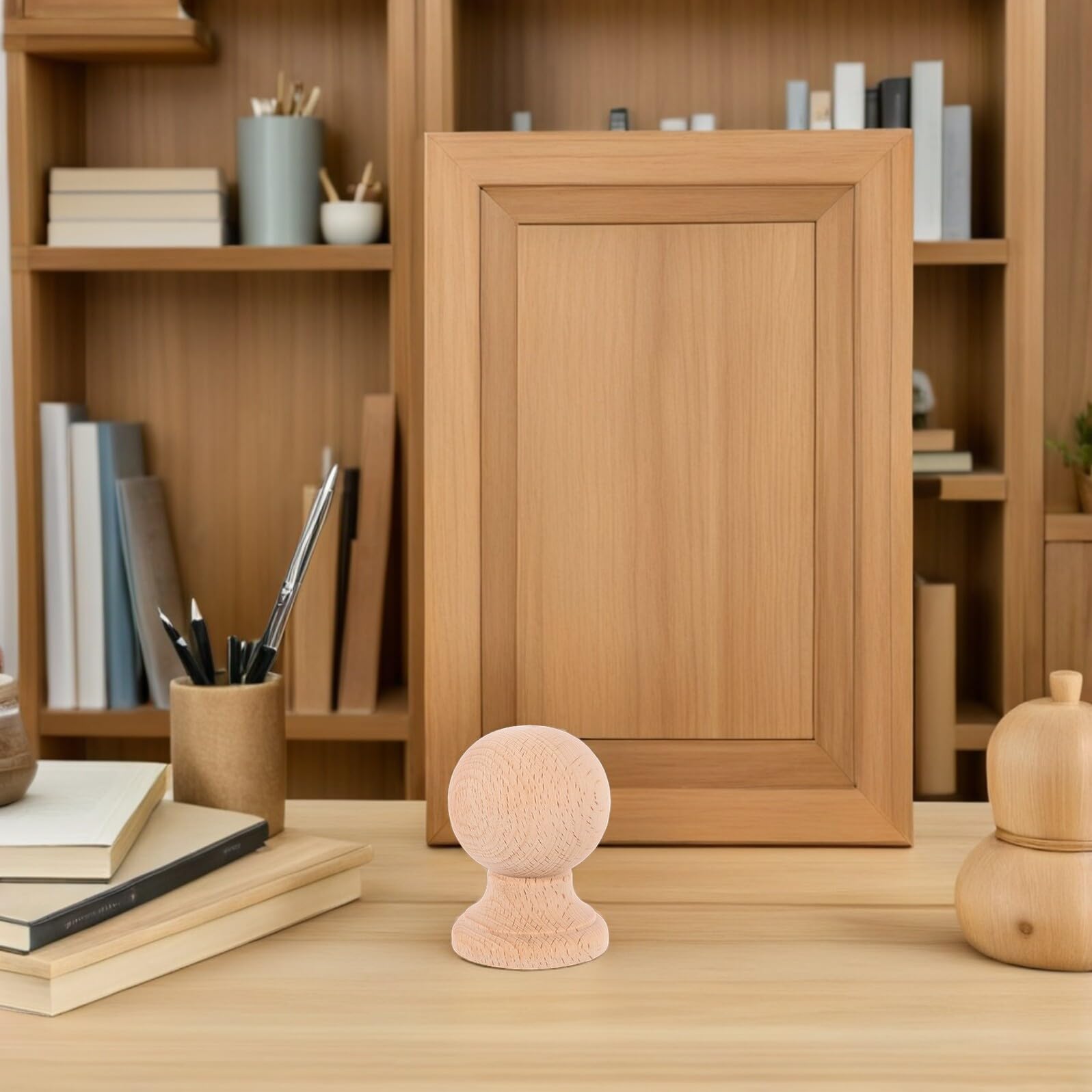SHINEOFI 2pezzi Finials in Legno Massello per Mobili e Recinzioni, Decorazione Versatile ed Elegante per Ambienti Domestici, Facile Installazione per Rinnovamento Stanze