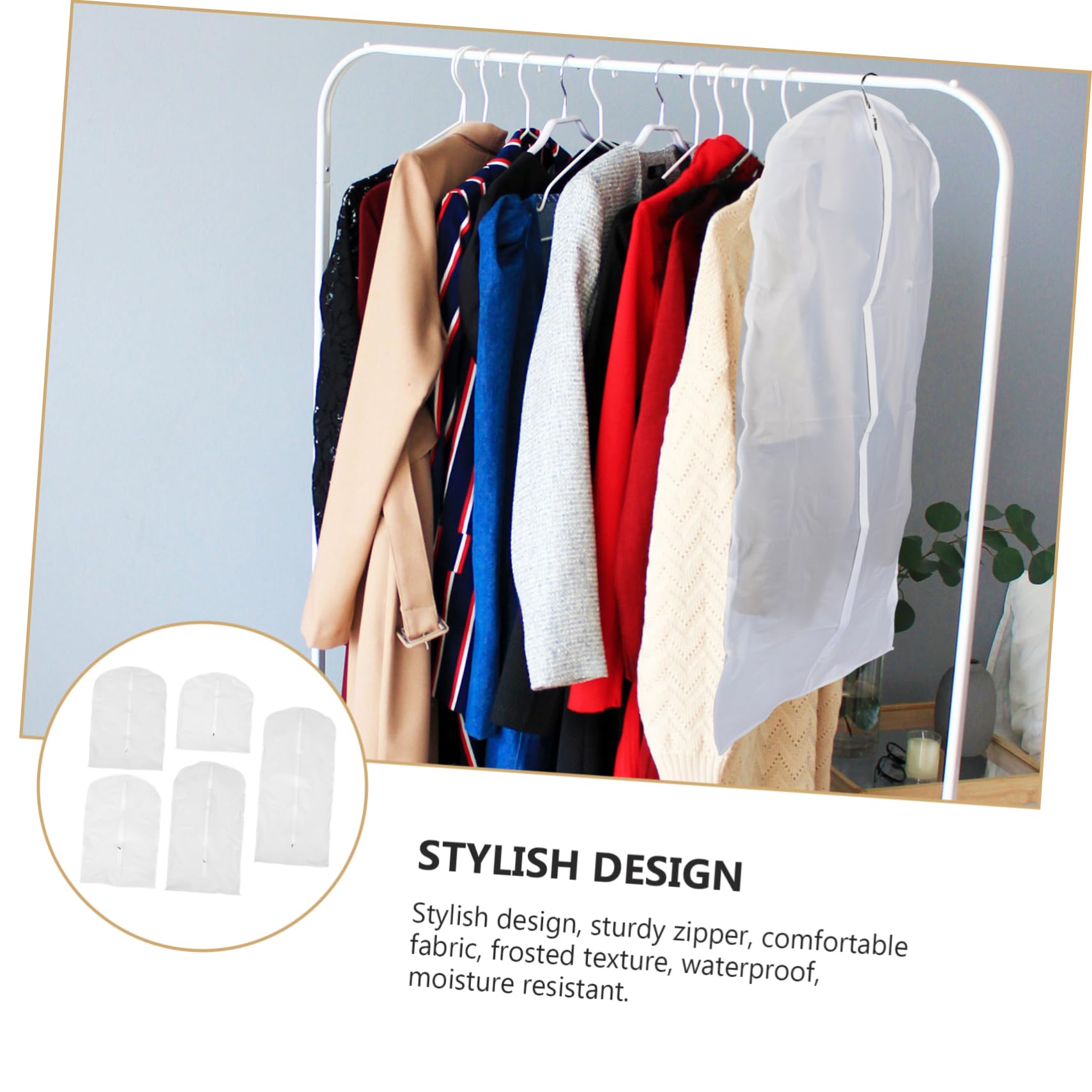 5piezas Funda Protectora De Ropa Translucida y Resistente Para Almacenamiento De Abrigos y Trajes Organizador De Ropa
