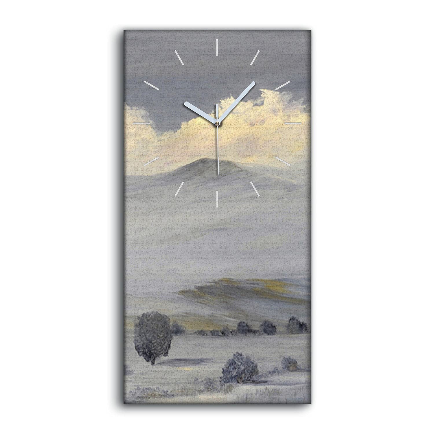 Horloge sur toile moderne salon 30x60cm art mural paysage montagne