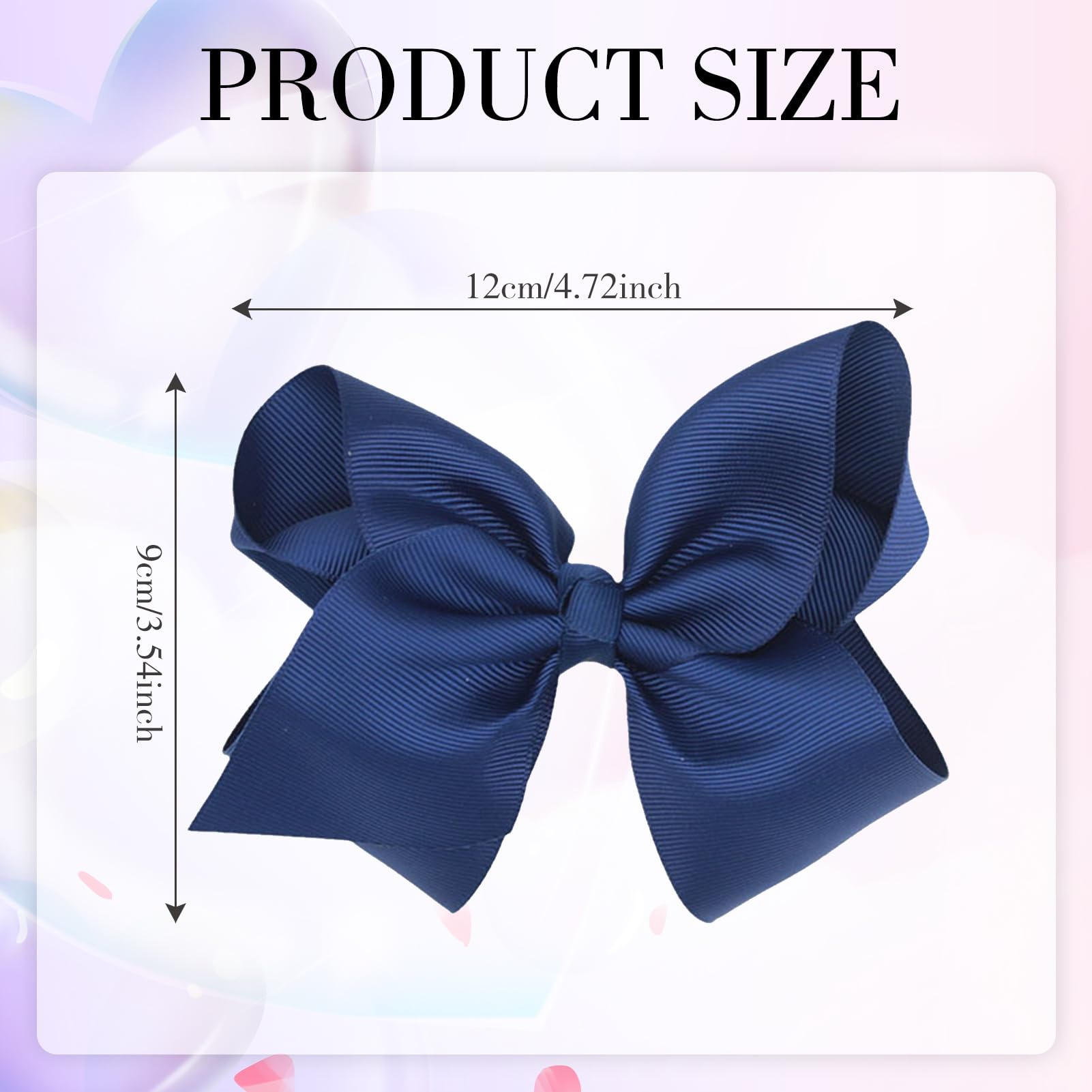 4 Pcs Navy Blue Hair Bows For Girls Women Blue Bow Hair Clip French Solid Color Bowknot Soft Satin Silky Hairpin Bows Simple Hair Fastener Accessories Ponytail Holders for Toddler Teens Girls - Image 2