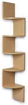 Danya B XF11035BH Large Decorative 5-Tier Corner Floating Wall Mount Display Shelving Unit - Beech Veneer