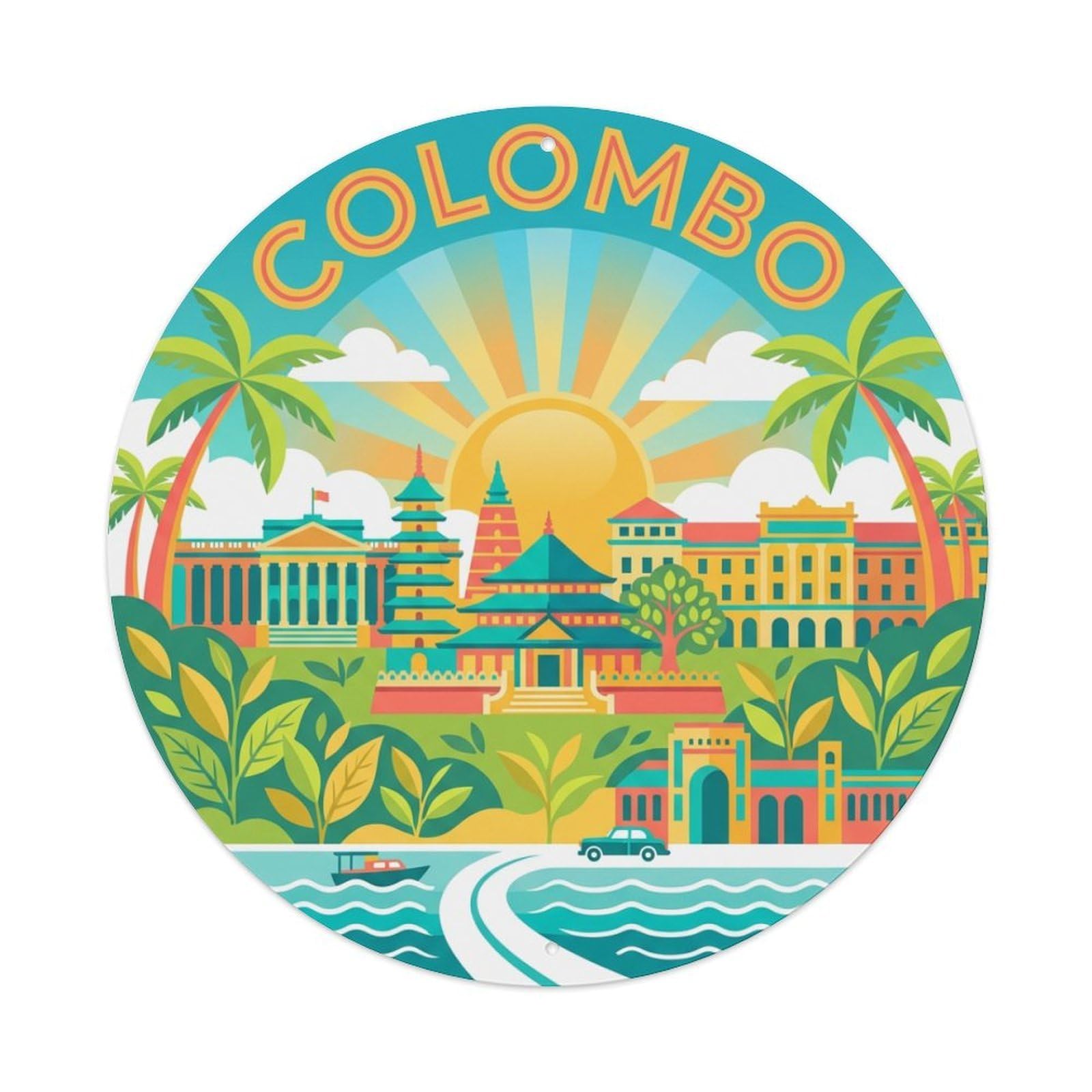 Vintage Travel Sri Lanka Colombo Metal Tin Sign