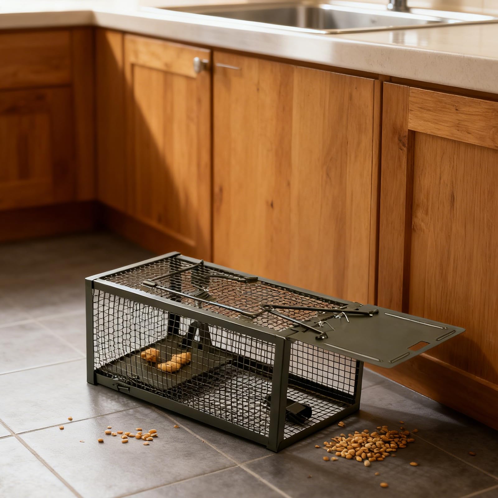 Lebendfalle Mausefalle,Premium Profi Lebendfalle XL: Humane Maus- & Rattenfalle aus Kaltgezogenem Stahldraht – Für Kleine Nagetiere (Mäuse, Wühlmäuse, Feldmäuse) (Green)