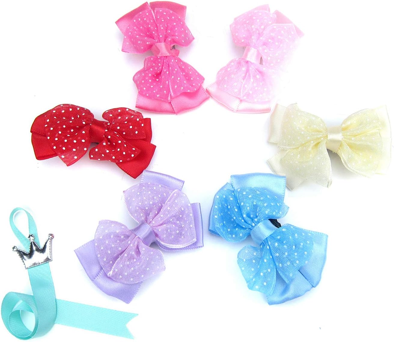 Alfie Pet - Amber Bow Hair Clip 6-Piece Set for Dogs, Cats and Small Animals