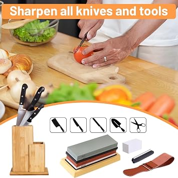 Whetstone Sharpening Stone Kit, 400/1000, 3000/8000 Coarse Sand