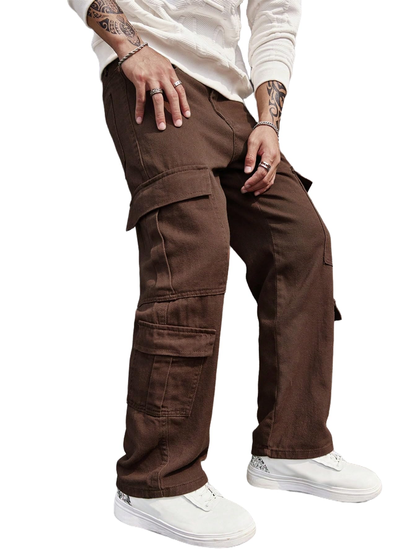 Jeans for Men | Denim Cargo Pants with Relaxed Fit & Utility Side Pockets (2-D-Pocket-U03-U05)-image-19