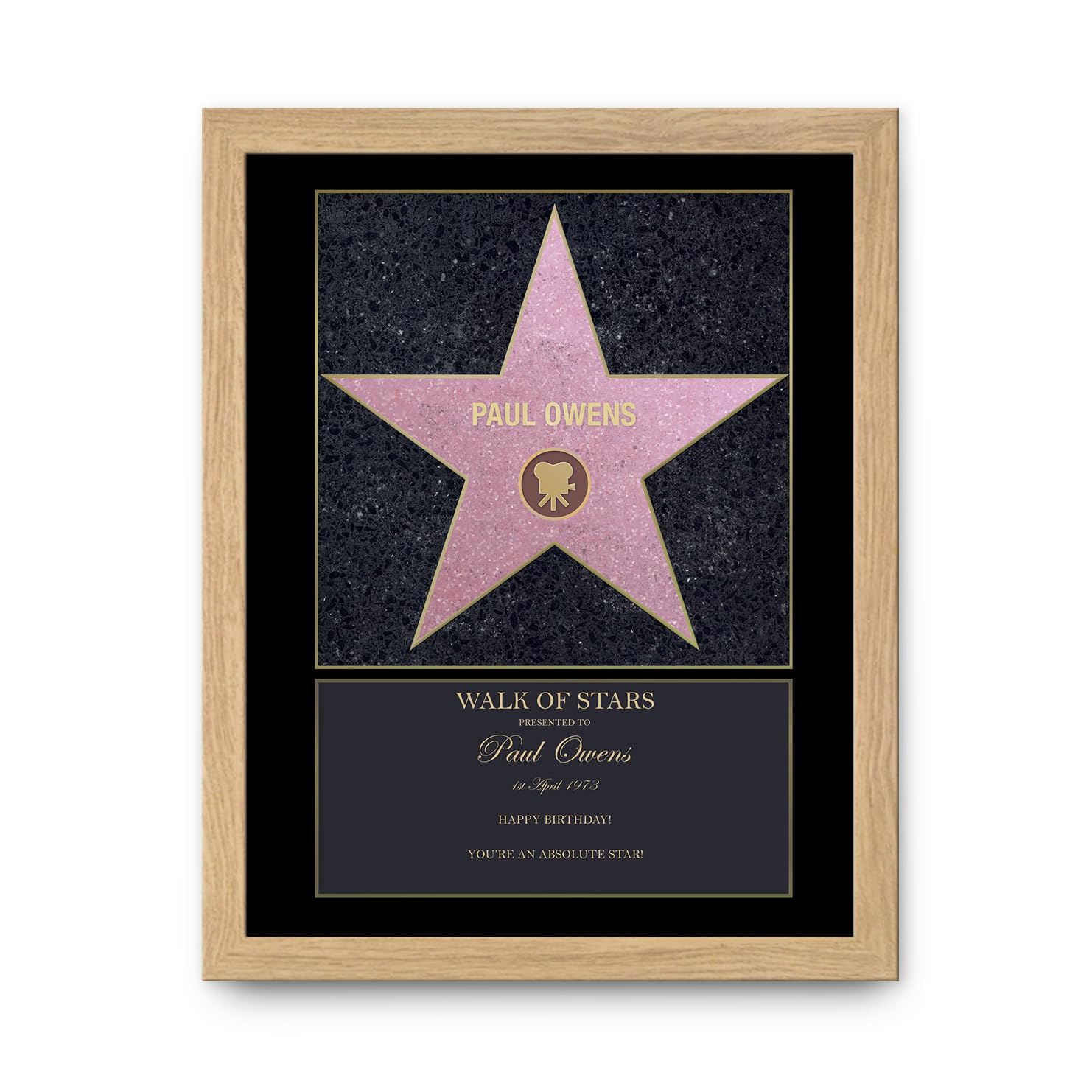 Fmad Pmc Personalised Walk Of Stars Print (Oak Frame)