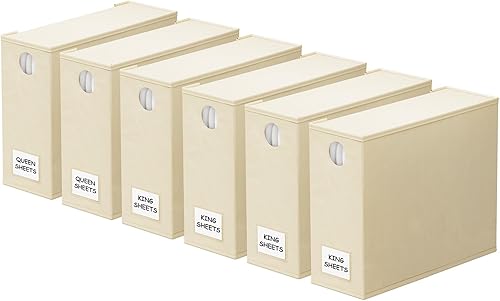 SpaceAid Paquete de 6 organizadores y almacenamiento de sábanas, organizador de sábanas plegable con ventana para armario de lino, juego de sábanas