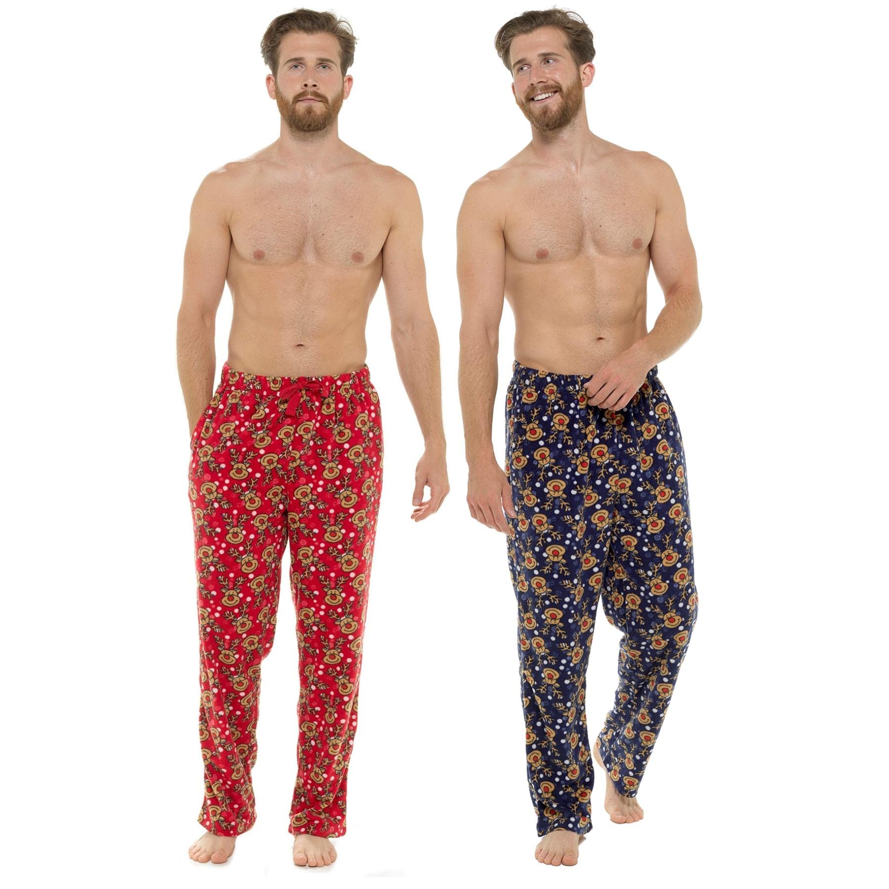 Style It Up Mens Christmas Print Fleece Lounge Pants - 2 PACK