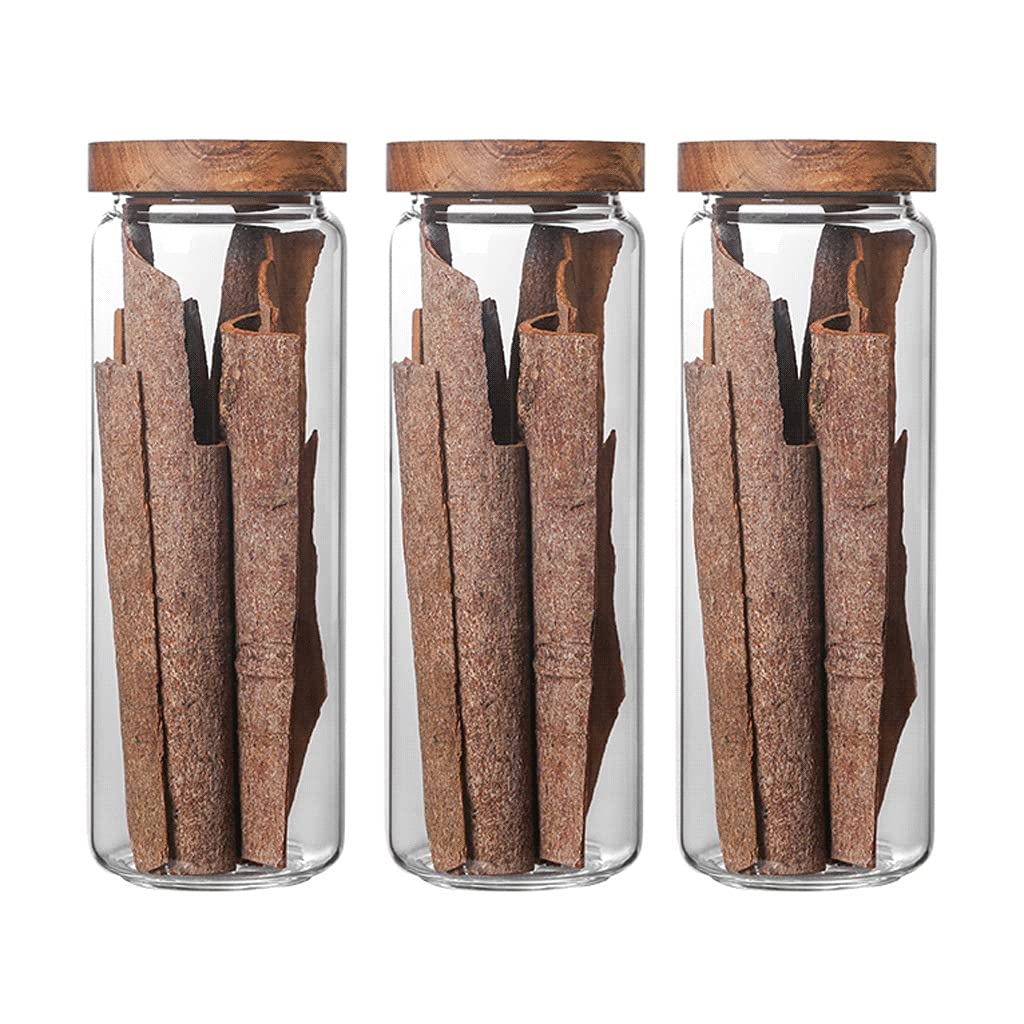 Stoccaggio di barattoli di tè Set di 5 barattoli barattoli for la cucina barattoli in vetro con coperchio ermetico in acacia barattoli for alimenti for barattoli caffè spaghetti ( Color : 1250ml X3 )