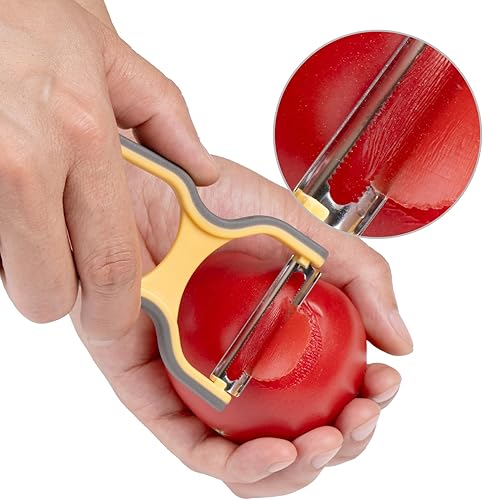 Miniatura 6 de Juego de pelador de 4 piezas con peladores rectos, dentados y julianos para frutas, verduras y trituración, acero inoxidable 304