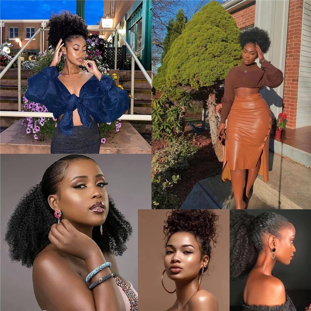 Afro Kinky Curly, kucyk z zapięciem na ściągacz, doczepiany do włosów Remy, kucyk dla kobiet(14inches)
