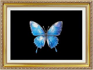 VIOLABBEY Wall Art Framed Gold,Blue Butterfly Canvas Painting, Dark Moody Art Print, Dark Academia Wall Decor Aesthetic, Gothic Home Decor Wall Art for Living Room Bedroom Shelves Hallway, 12x16 inch