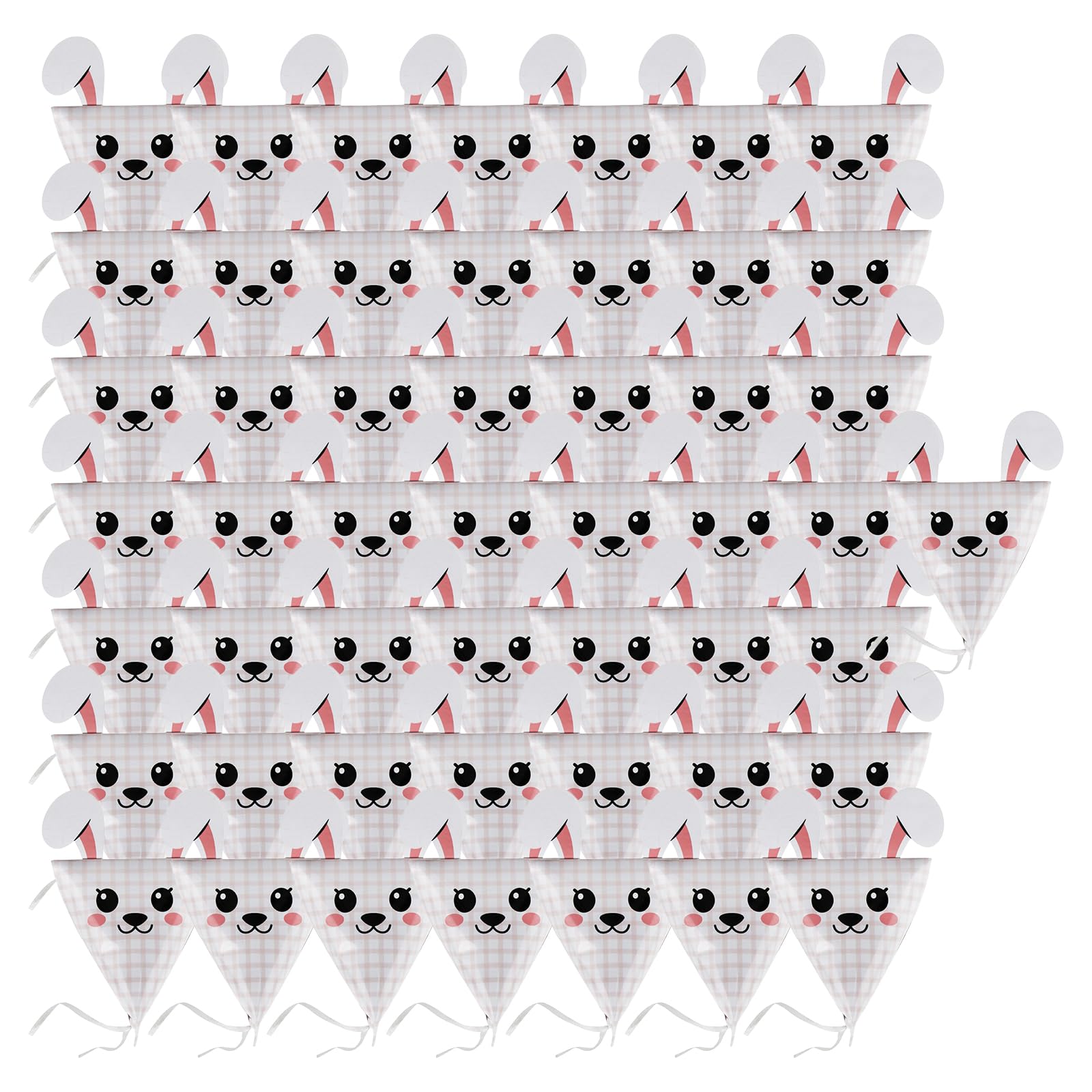 Tsophreniq White 50Pcs Colorful Cardboard Treat Containers Easters Gift Boxes Rabbits Triangular Shape Party Treats Packaging Holders Rabbits Designs Packaging
