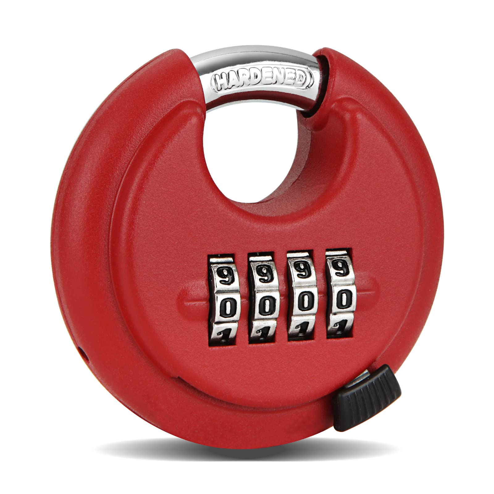 SENENQU Heavy Duty Combination Padlock for Outdoor, Waterproof Disc Padlock with Code, 4 Digit Round Security Padlock for Gate Shed Garage Fence – 70mm Wide 9.5mm Steel Shackle