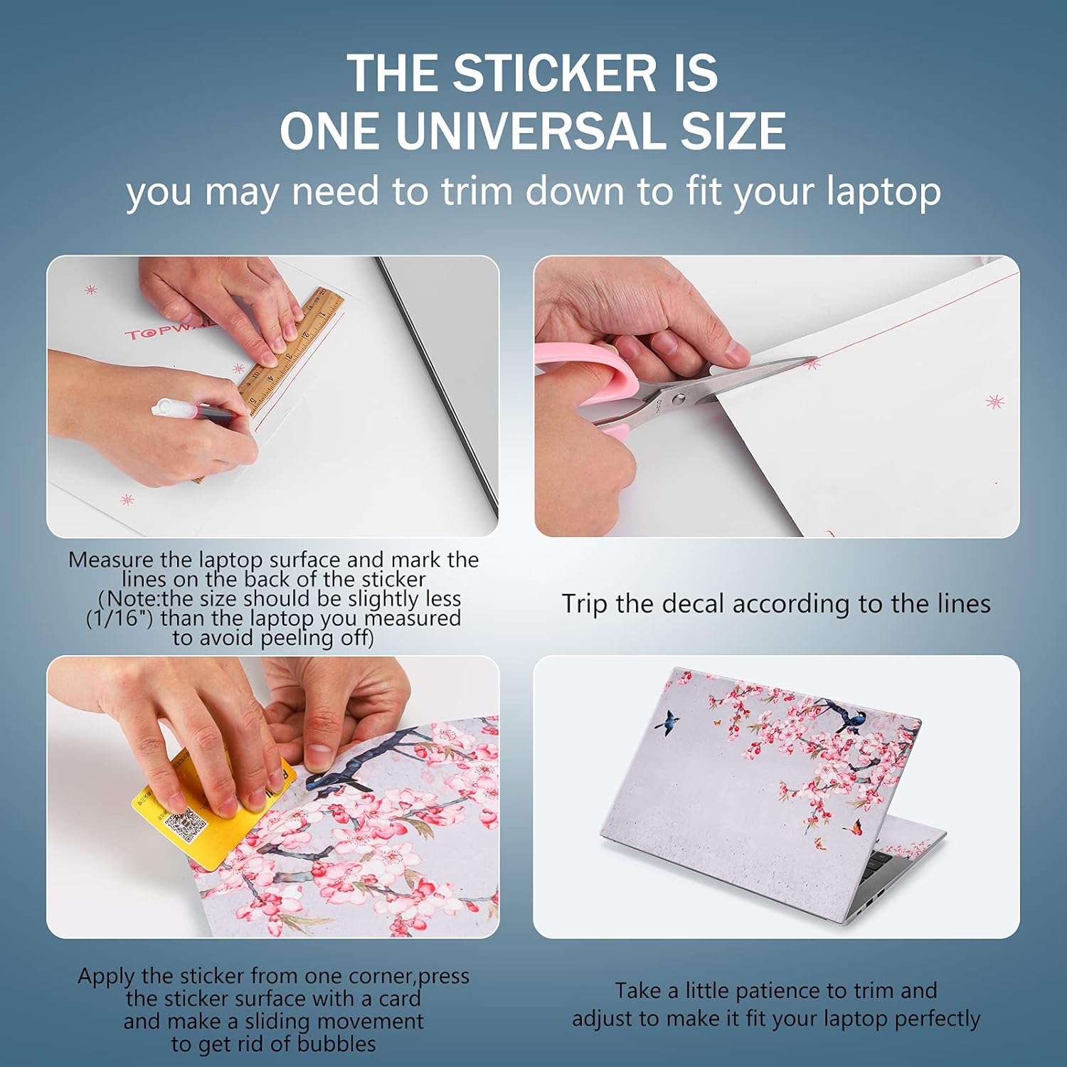 12.1 13 13.3 14 15.4 15.6 Inches Laptop Skin Sticker Decal Universal Netbook Skin Sticker Reusable Notebook Art Decal Protector Cover Decal by AORTDES (Birds Butterfly & Pink Flowers) : Electronics