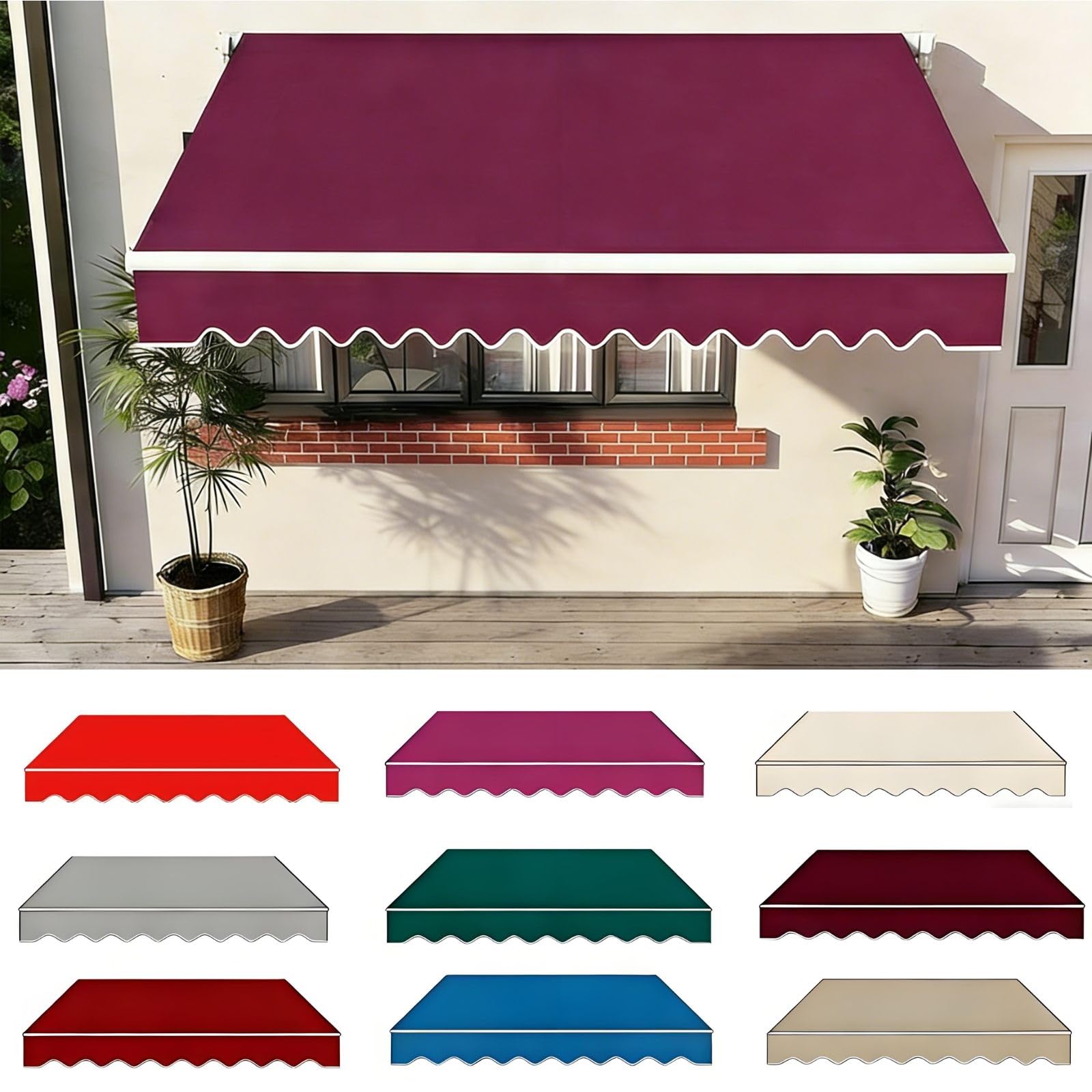 Auvent rétractable de 2 m à 4,8 m avec toile imperméable pour grand patio et terrasse