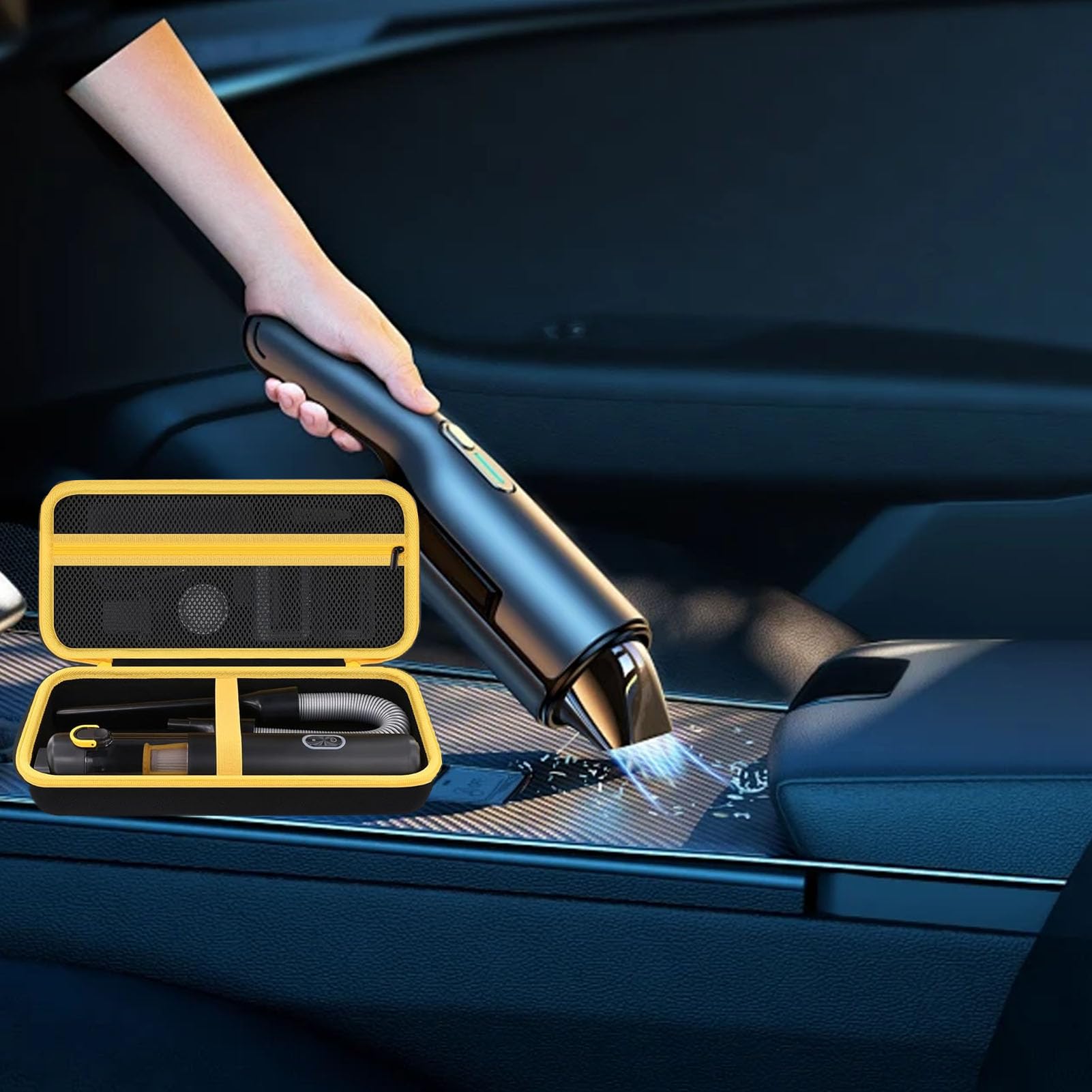 Elprico Dla Fanttik Slim V8 Mate CAR Vacuum Hard Case, Przenośna Twarda Skrzynia do Przechowywania, Fanttik Cordless V8/V10 CAR Organizator Próżniowy, Czarny (tylko obudowa)