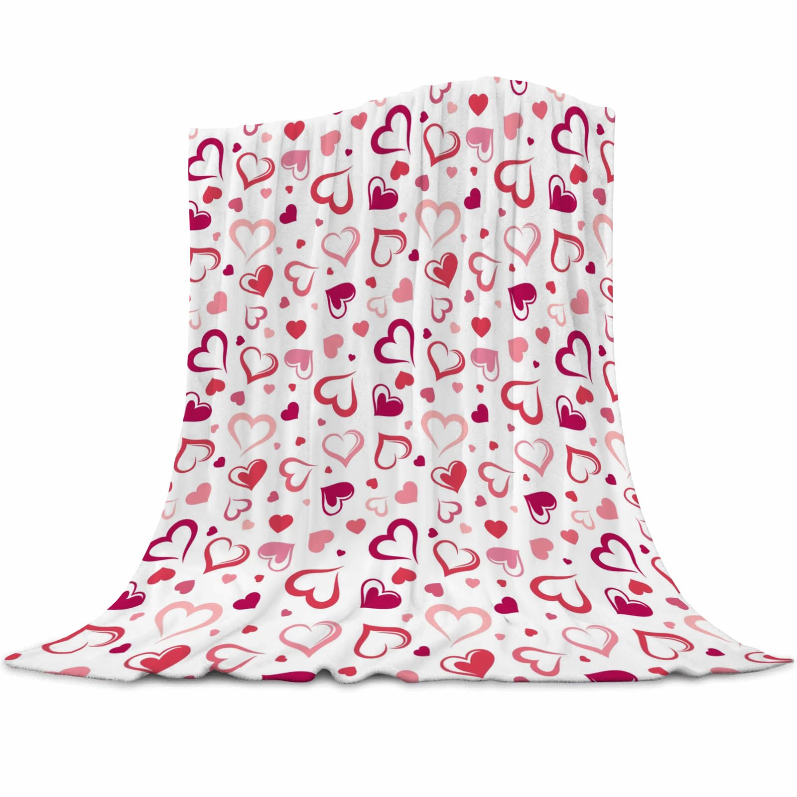 Valentine's Day Throw Blanket for Girls- Pink Love Hearts Flannel Blanket Mother's Day Blanket Soft, Cozy, Comfy Plush Throw for Sofa Couch Bed Thanksgiving Gifts 60"x80"
