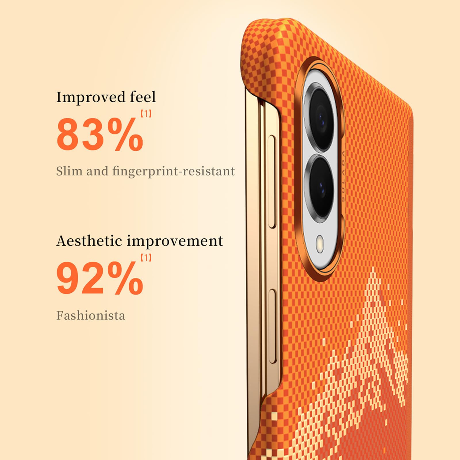 Custodia Magnetica For Samsung Galaxy Z Fold 8, Con Cornice In Metallo Custodia Protettiva Con Cerniera For Obiettivo Cover Sottile Smerigliata Anti-impronte(Orange)