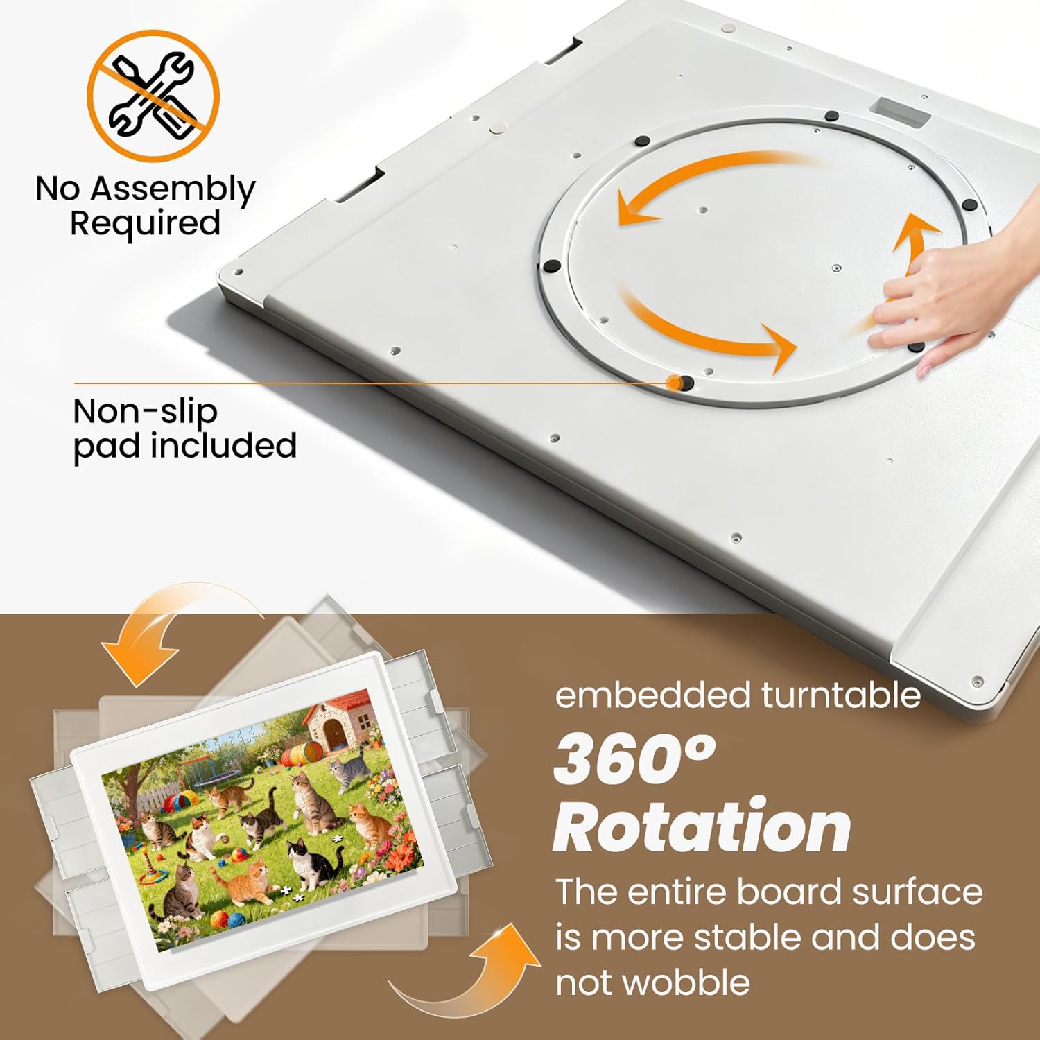 Rotating Jigsaw Puzzle Board for 1500 Pieces with 4 Drawers | 35"x27" Portable Spinning Puzzle Table for Adults | Upgraded Lazy Susan Design | Birthday Gift