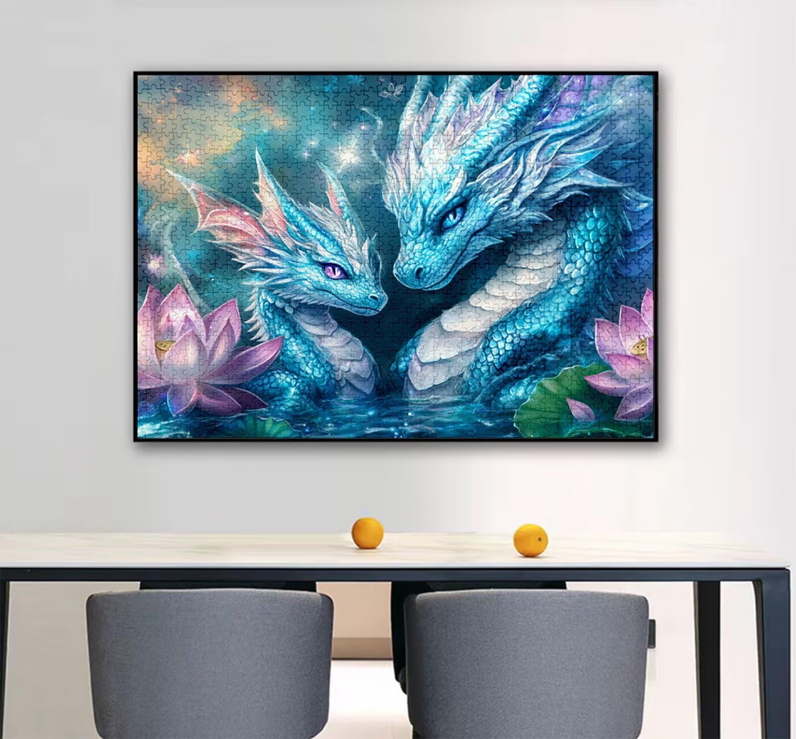 Dragon Puzzle 1500 sztuk dla dorosłych, wzór puzzli zwierzęcych, Jigsaw dla dorosłych, DIY rzemiosło rodzinne zajęcia z opakowaniem na prezent, dekoracja ścienna do domu, prezent dla kobiet, 87 x 57