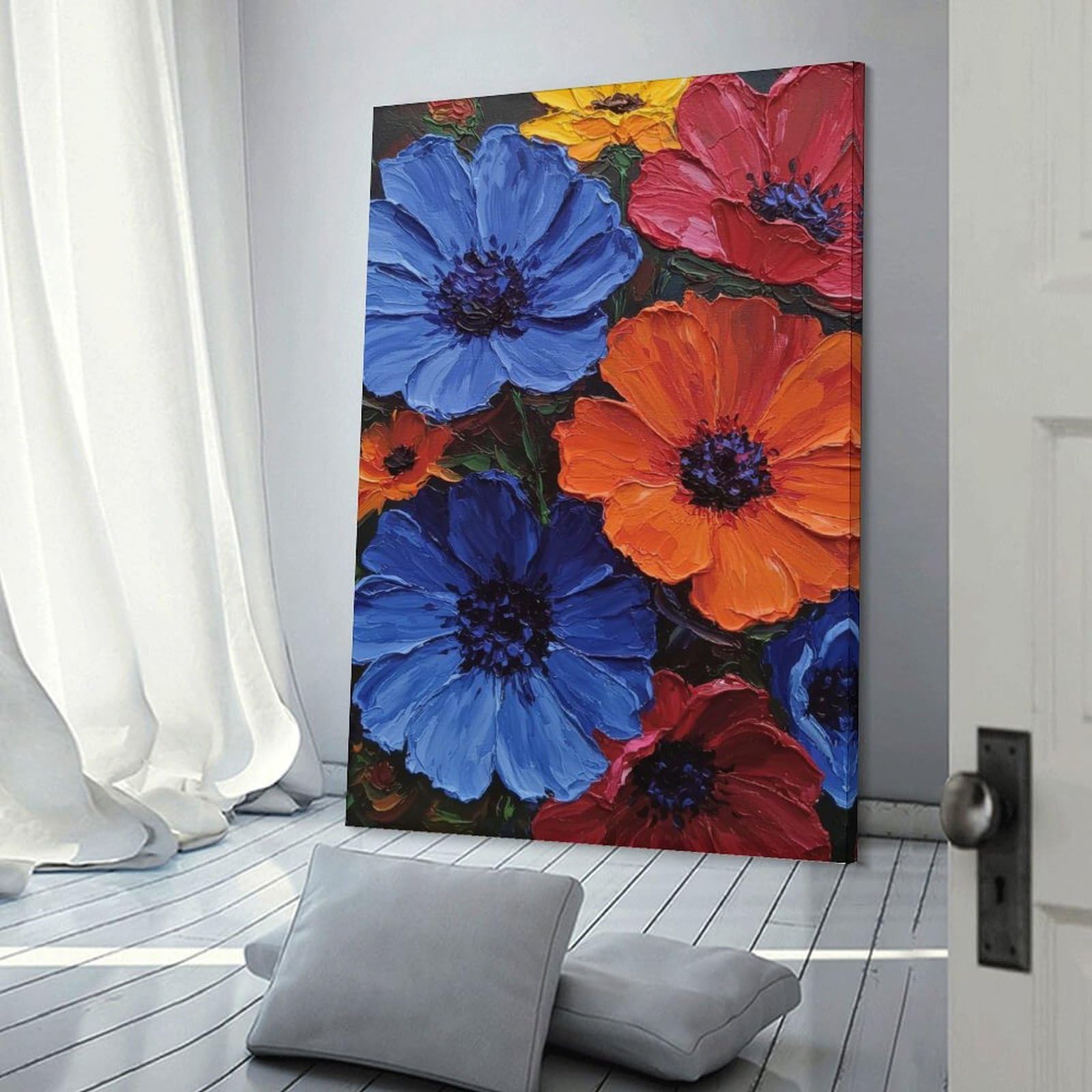 Junmoney Frame-Style-8 Wall Picture Print Vibrant Flower Bouquet, 20X30inch(50X75cm), For Contemporary Homes, Apartments Or Offices, Decorative Canvas Decor For Home Updates