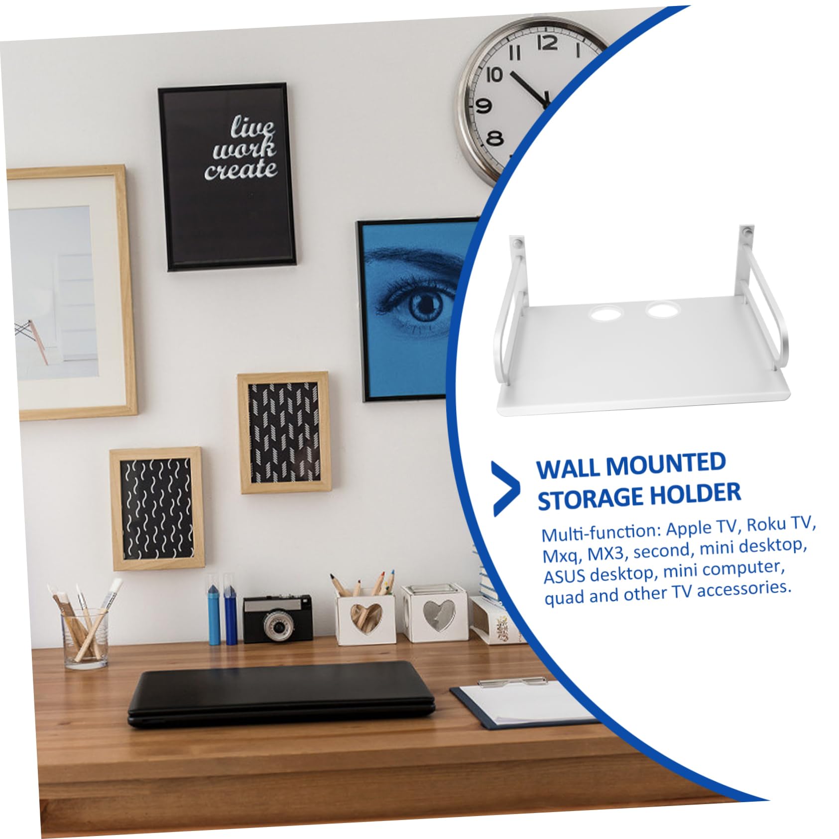 Soporte para Decodificador de TV de Aluminio Plata para Pared