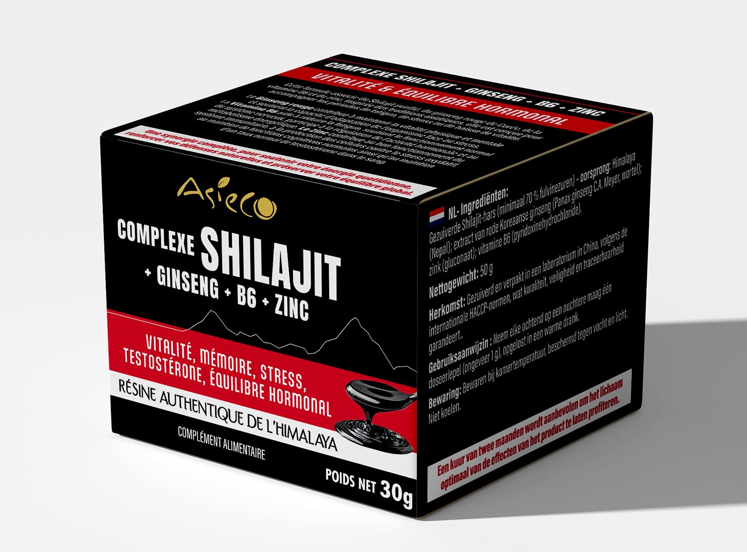 Shilajit Complex + Ginseng + B6 + Zinc - Botella de 50 gr