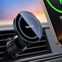 Lamicall for Magsafe Car Mount Charger - [15W Top Charging] Magnetic Wireless Car Charger with 20x N52 Magnets, Hands Free Air Vent Phone Holder Cradle for iPhone 17 16 15 14 13 12 Series - Black