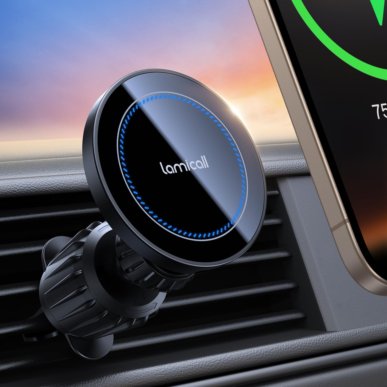 Lamicall for Magsafe Car Mount Charger - [15W Top Charging] Magnetic Wireless Car Charger with 20x N52 Magnets, Hands Free Air Vent Phone Holder Cradle for iPhone 17 16 15 14 13 12 Series - BlackGlobal Recycled StandardGlobal Recycled StandardGlobal Recycled Standard