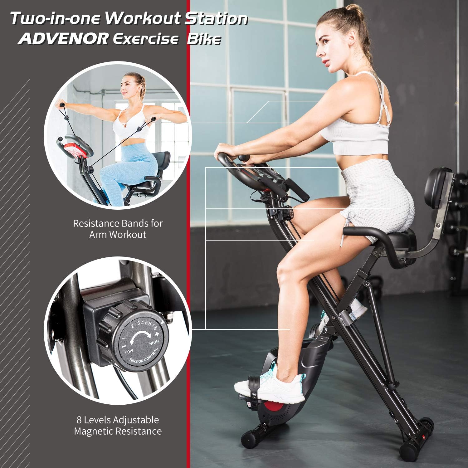exercise bike with arm bands