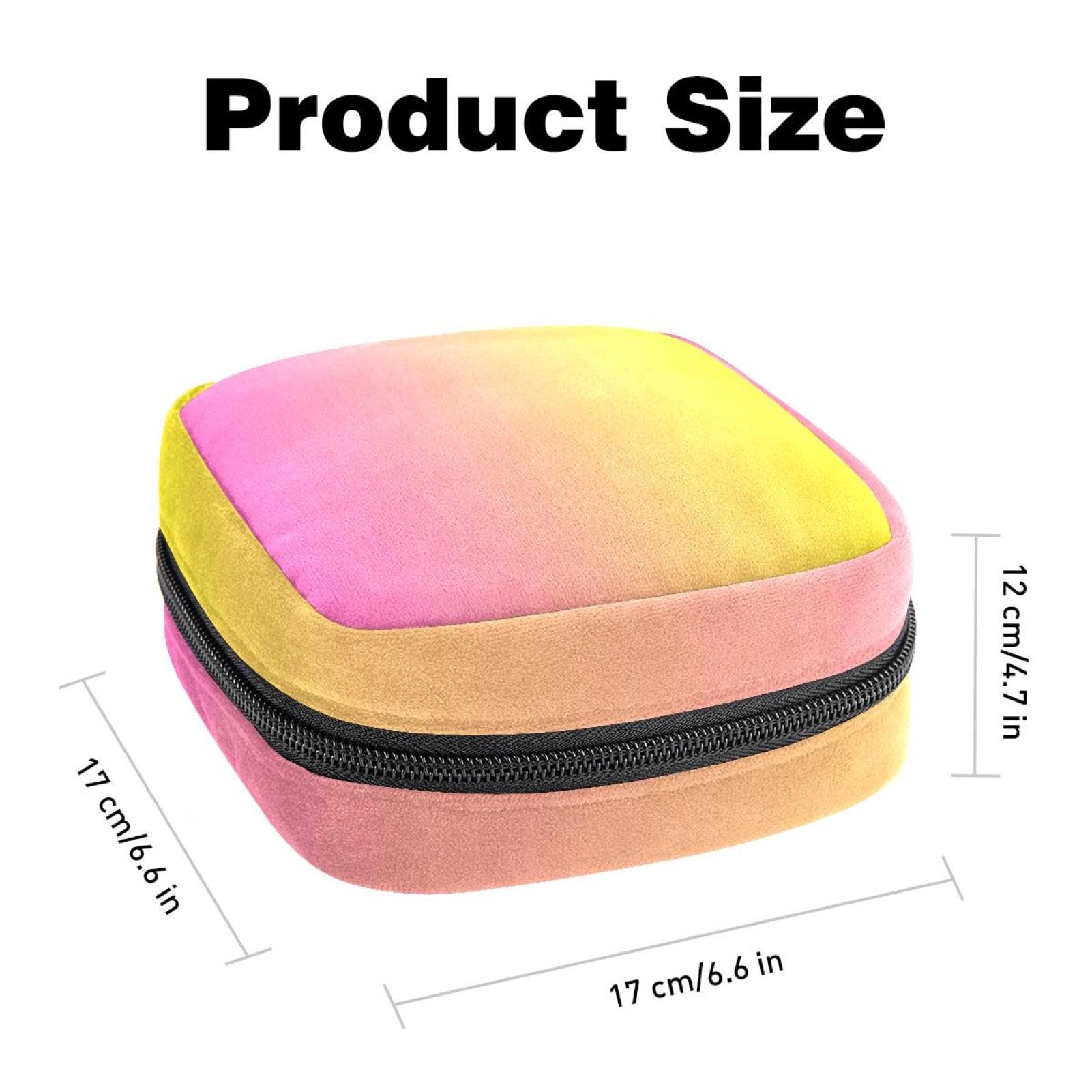 Sanitary Napkin Storage Bag for Women Cute, Feminine Menstruation Pad Holder for Period, Portable Zipper Menstrual Pad Bags Pink Yellow Gradient Color