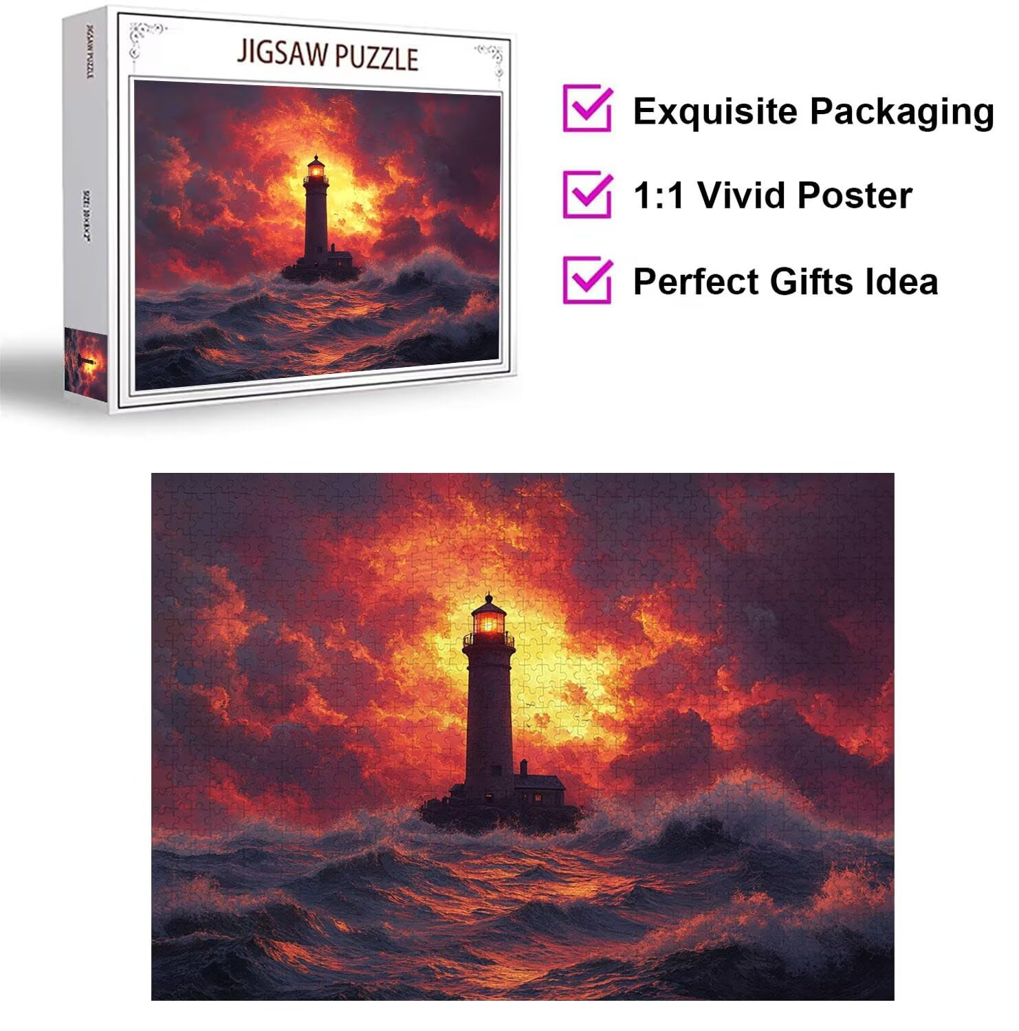 Puzzle 6000 Pezzi Faro Puzzle Classici per Gioco Familiare, n-96 | Impossibile Puzzles, Intrattenimento Creativo, Rilassamento Intelligence, Regalo per Amore e Amico, Decorazioni Casa, ondate