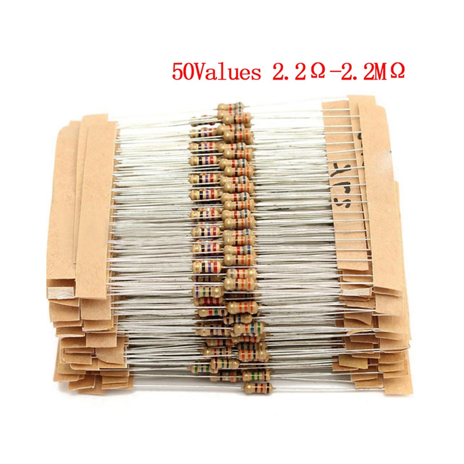 Resistori 1000 pz/Lotto 1/4W 0.25W Kit assortimento di resistori a Pellicola di Carbonio, 2.2 Ohm -2.2 M Ohm Kit assortimento di resistori a Pellicola di Carbonio