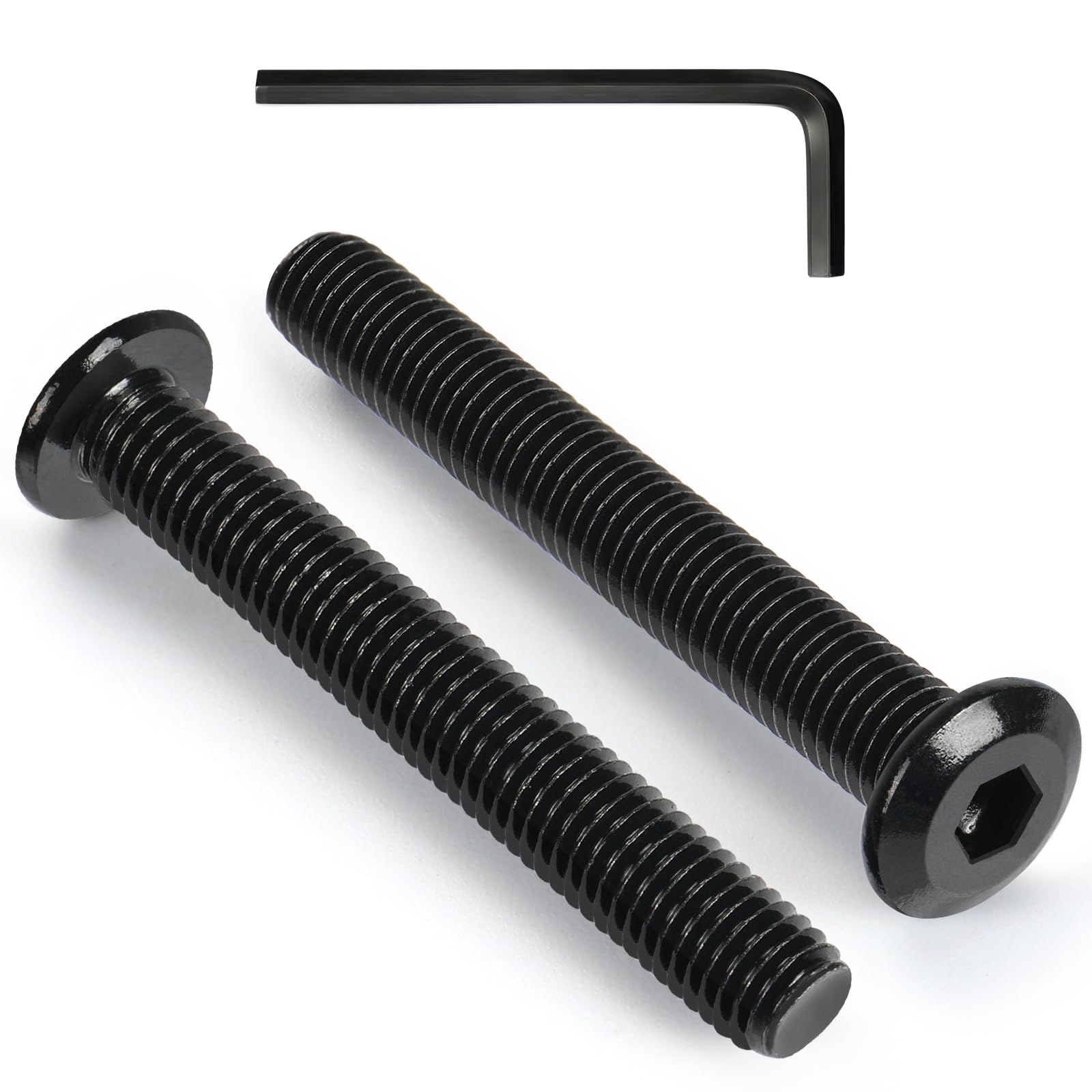 VGBUY M8-1.25 x 70 mm 12pcs Flat Head Hex Socket Cap Screws Metric M8 Bolts, 304 Stainless Steel 18-8, Black Zinc Plated, Full Thread, with Hex