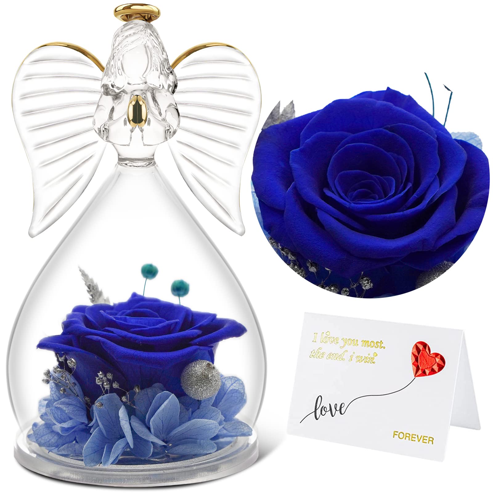 Anjo De Vidro Com Rosa Eterna - Presente Para Mãe E Filha