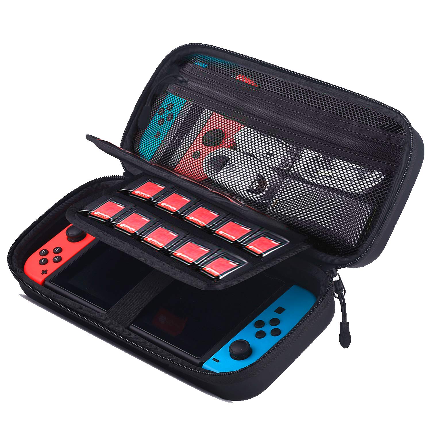 Switch Carrying Case for Nintendo Switch,Protective Hard Shell Portable Travel Carrying Storage Case Pouch for Nintendo Switch Console and Accessories,20 Games Cartridges,10.6 x 5.2 x 2.8 inches,Black