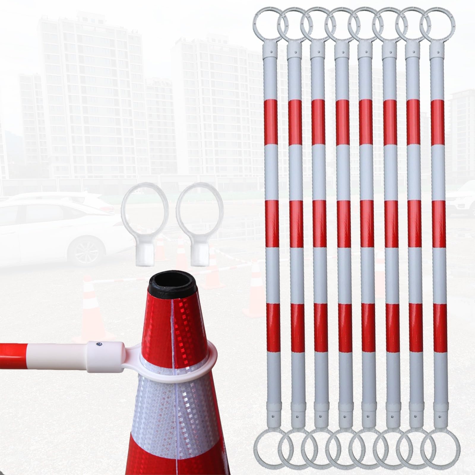 Poteaux de signalisation rétractables bleus avec anneaux réfléchissants