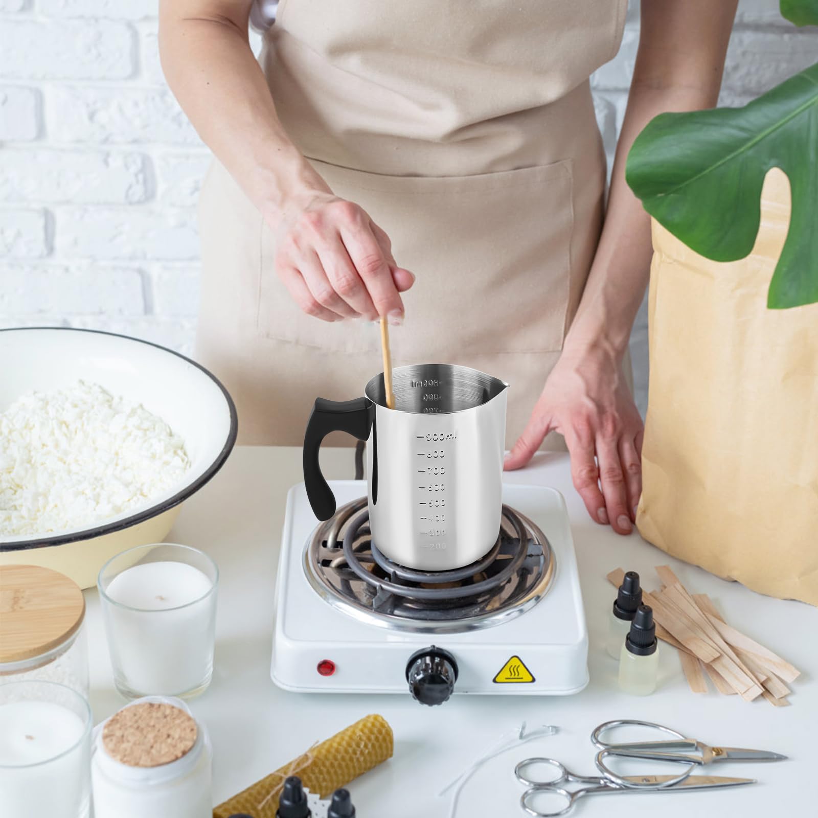 Pot De Fusion De Cire En Acier Inoxydable Double Chaudière Pour Fabrication De Savon Bougie DIY Hot Z2