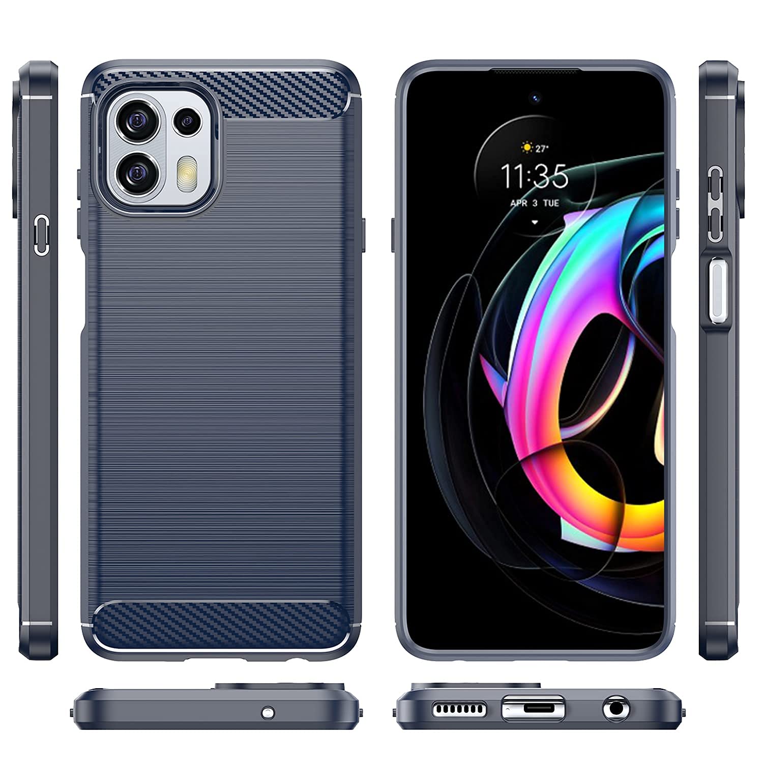Lustree Motorola Moto Edge 20 Fusion Case, Shock-Absorption Carbon Fiber Felxible TPU Soft Silicon Full Body Protective Cover for Moto Edge 20 Fusion (Deep Blue) (B09HQYTS5X) Amazon Price History, Amazon Price Tracker